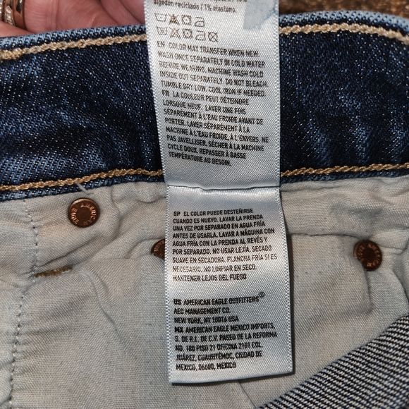 American Eagle Super High Rise Ankle Straight Dark Wash Size 00 Short Stretchy - Picture 11 of 14